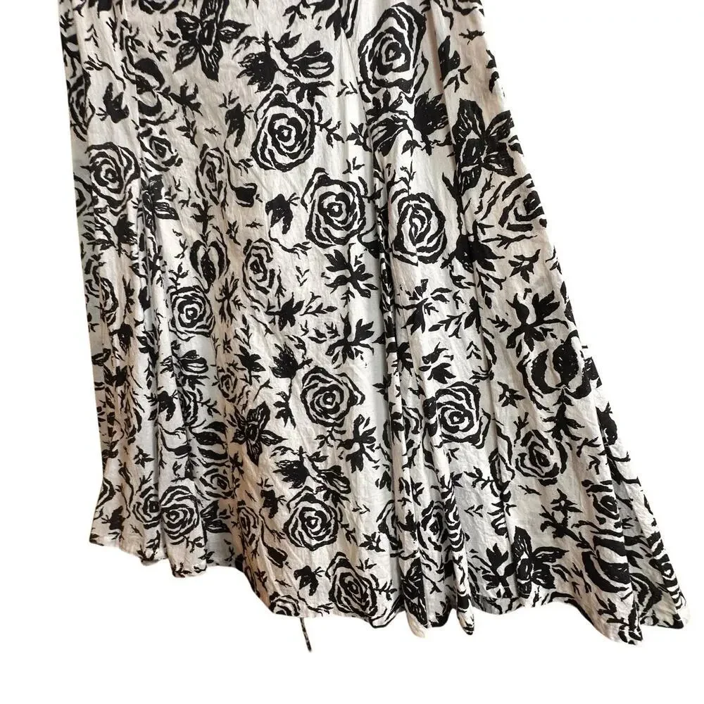 ModaPosa Womens XS Black White Floral Sleeveless Swing Dress Lace Up Back‎ Lined - Picture 12 of 16